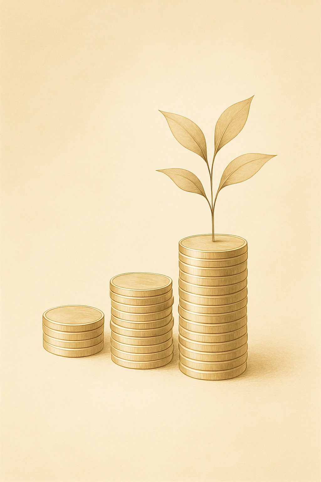 stacked coins and growing plant financial growth, abstract