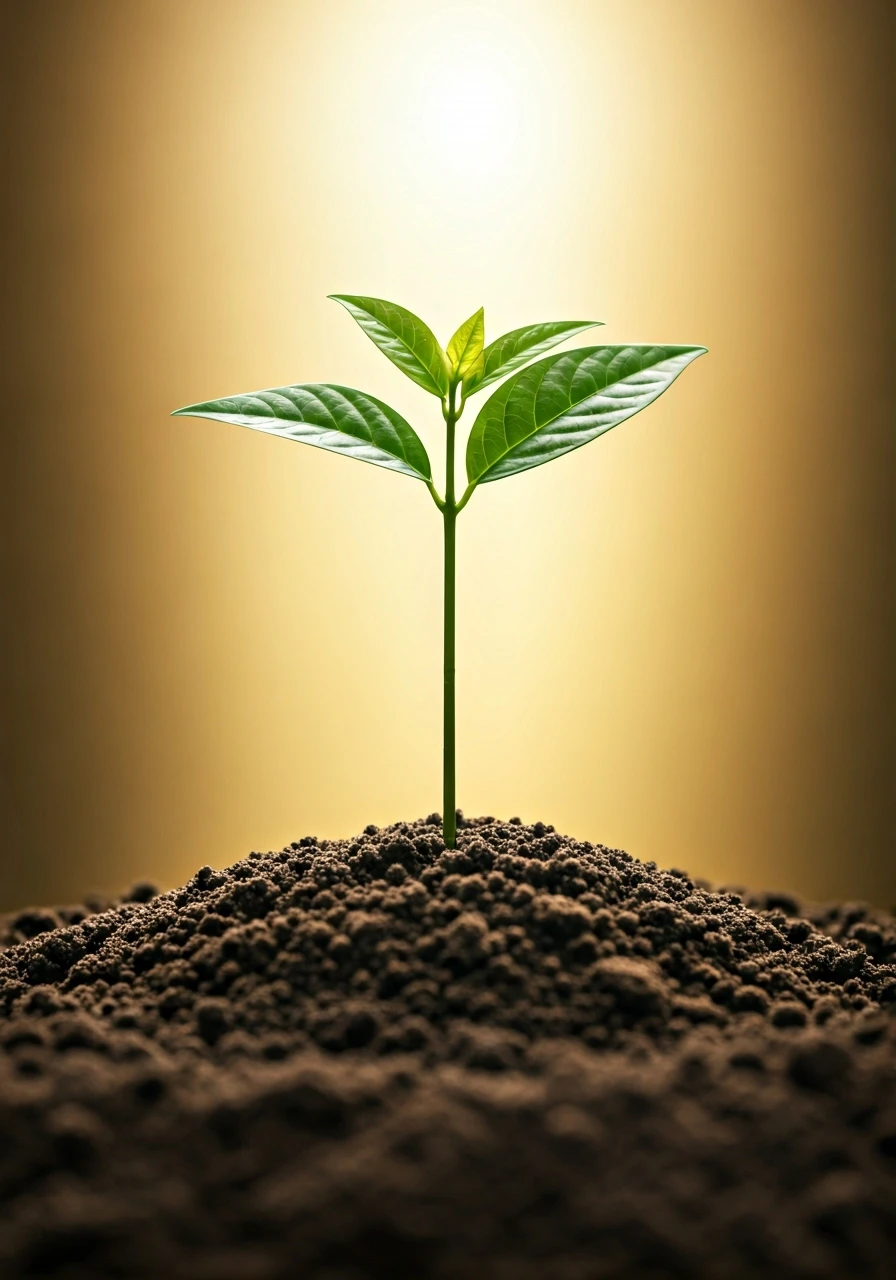 person planting a small tree in fertile ground, symbolizing long-term investment growth and stability for beginners, warm and hopeful lighting