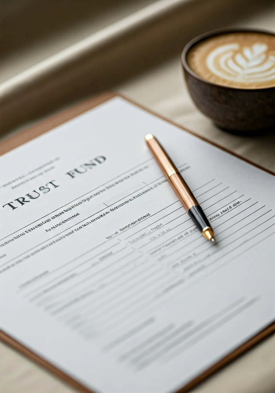 trust fund document with a pen, formal, financial