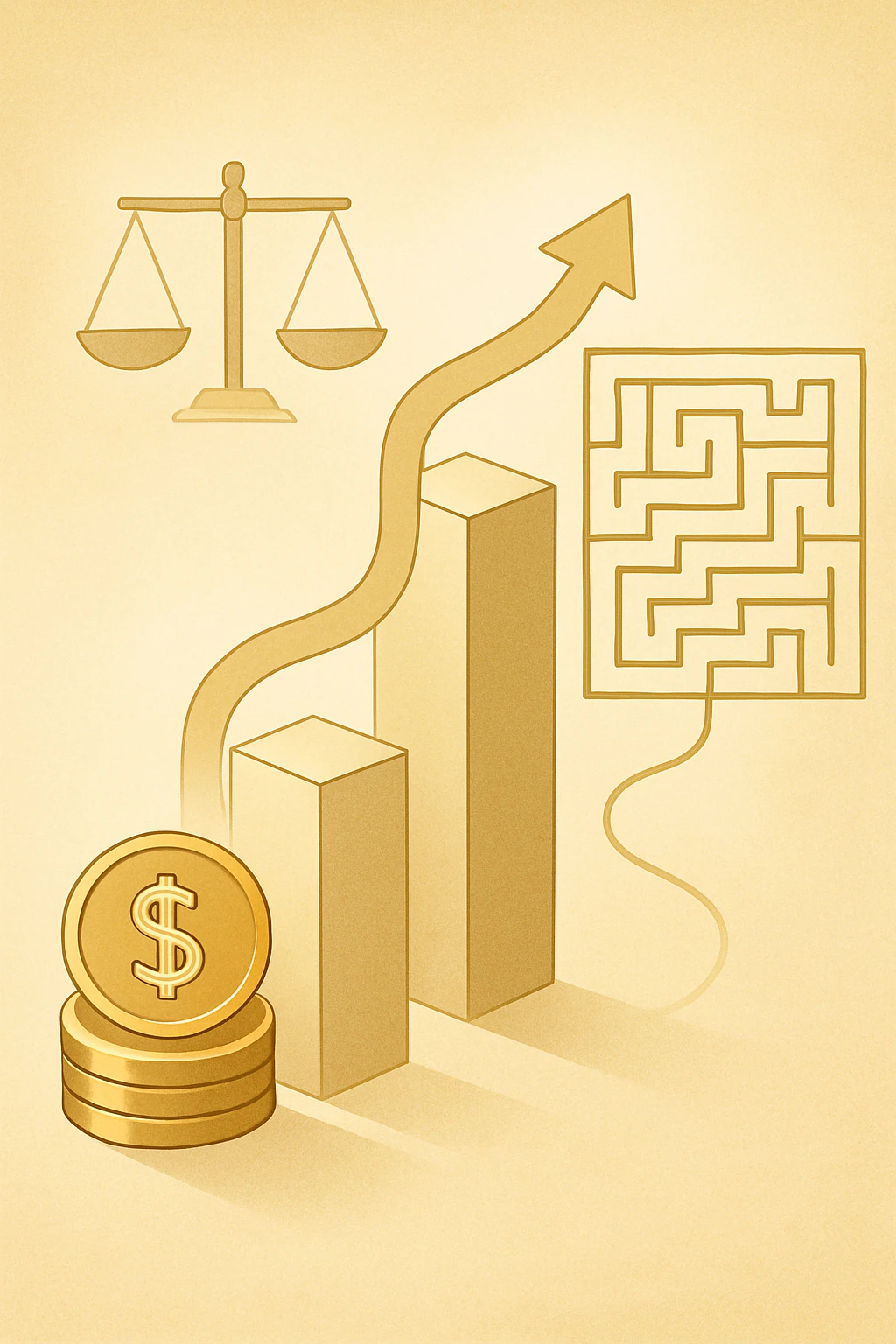 abstract representation of financial obstacles, complex regulatory challenges, intricate system of rules