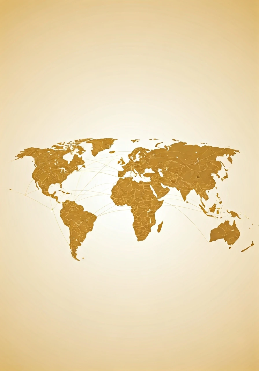 world map showing both developed and emerging markets, with arrows indicating global connections and investment flow, vibrant and dynamic