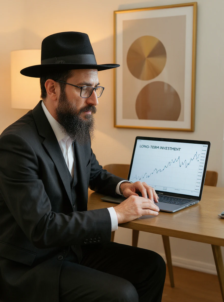 financial planning and retirement savings with a person looking at a chart, long term investment, a calm and thoughtful scene