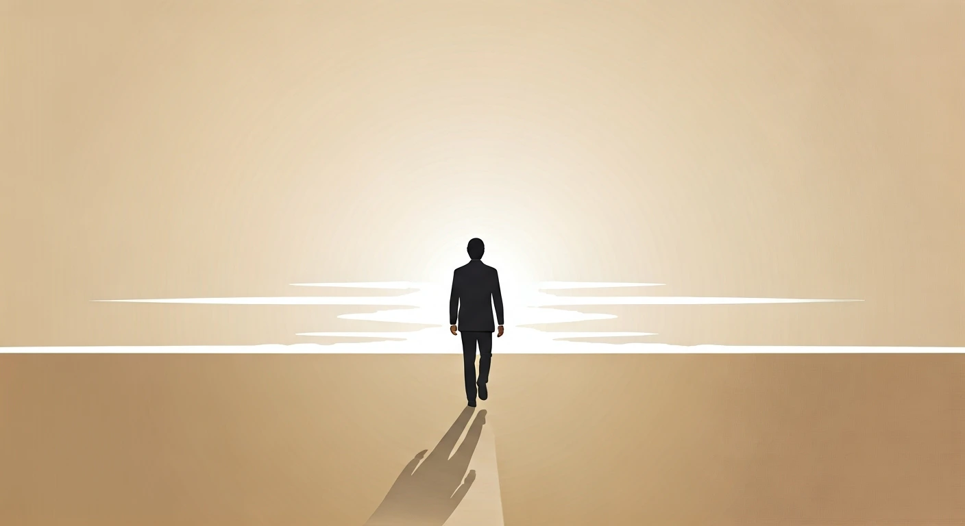 a person walking freely on a path towards a sunset, symbolizing financial freedom