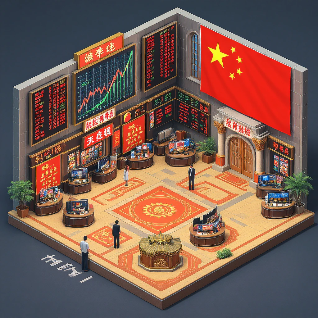 An illustrated, detailed depiction of the Chinese stock market index, showcasing its potential for high-risk, high-reward investment opportunities.